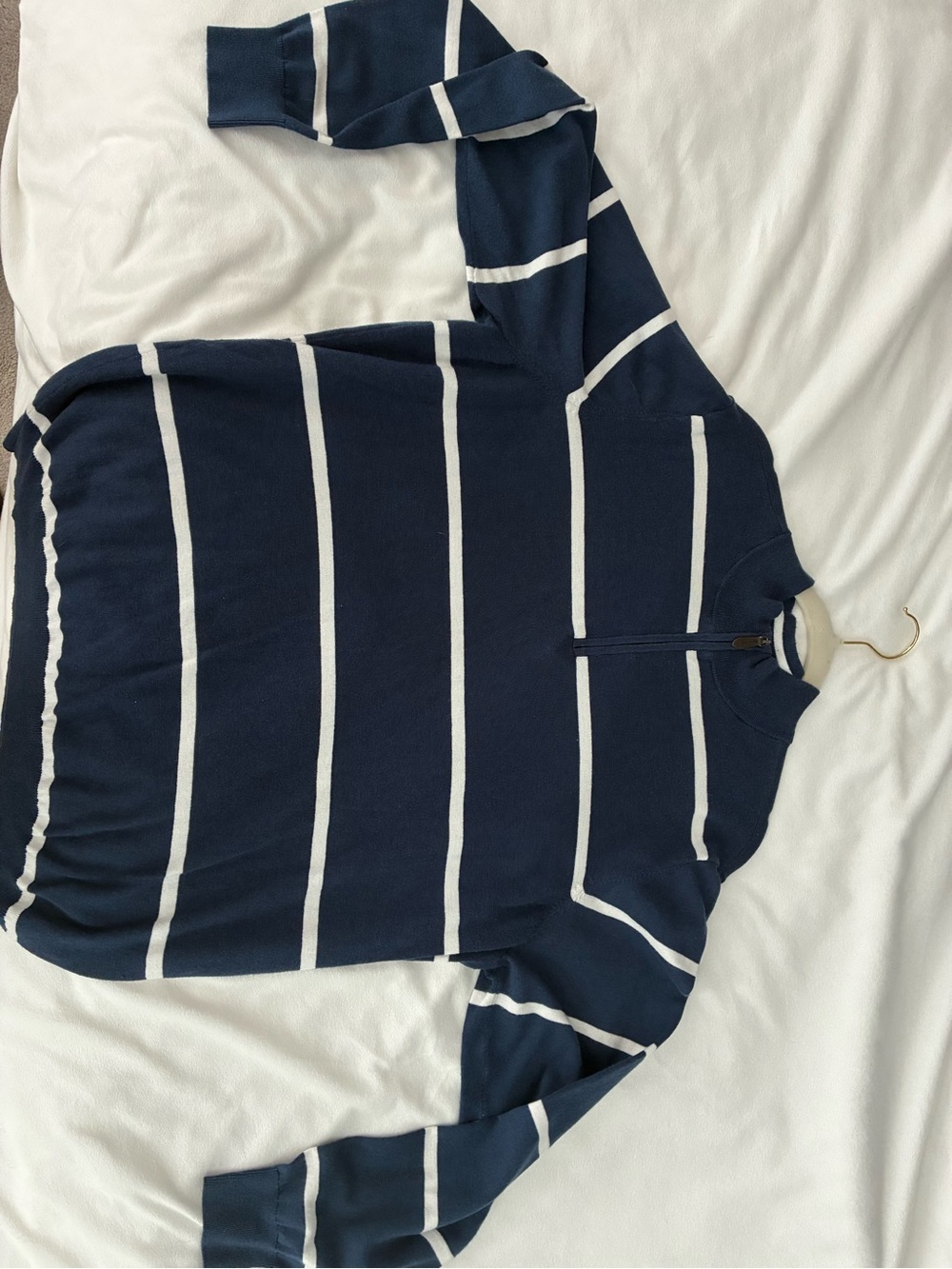 Walter Hagen Navy & White Striped Half-Zip Pullover